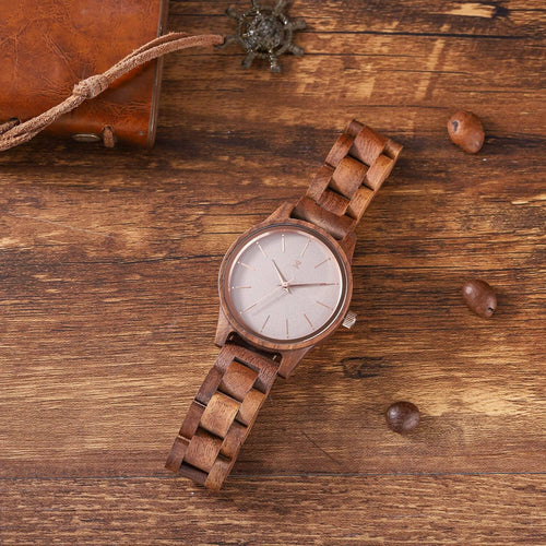 "Am. Walnut" | Wrist Watch - Rose Gold Accents