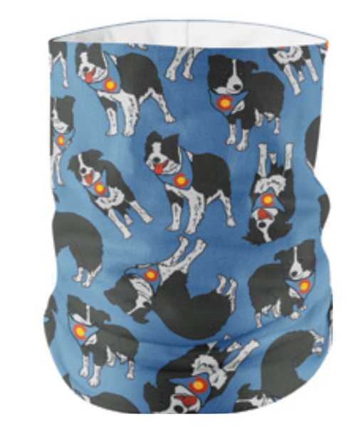 Versatile Head Gaiter (Necker, Buff) with Pocket Colorado Flag Doggy Dog