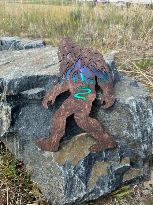 Bigfoot Sasquatch Colorado Flag Night Sky Art