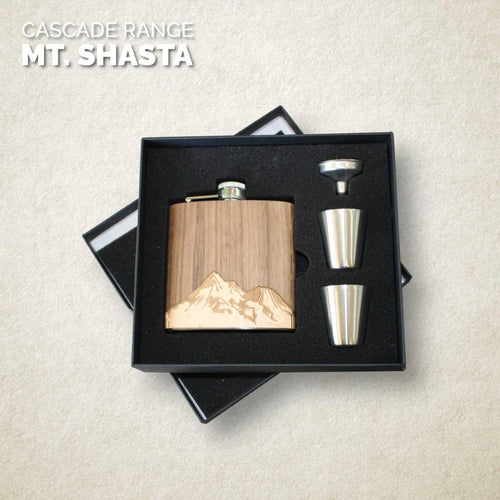 Wooden Hip Flask - Cascade Range (Mt. Hood)