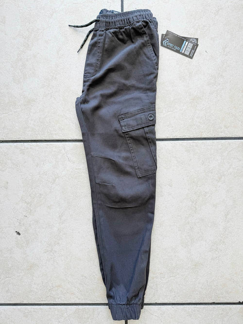 Boy's Pull-On Twill Cargo Jogger Pants Charcoal