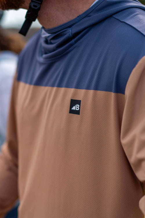 Men's Ascent Sun Hoodie Brown & Blue Block