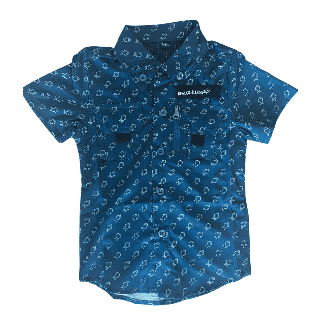 Keep the Littles Wild Kids Fishing Shirt Blue Fish