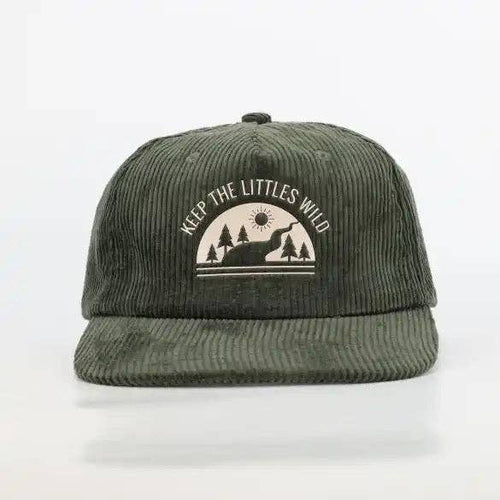Green Rivers corduroy SnapBack hat for toddlers and kids