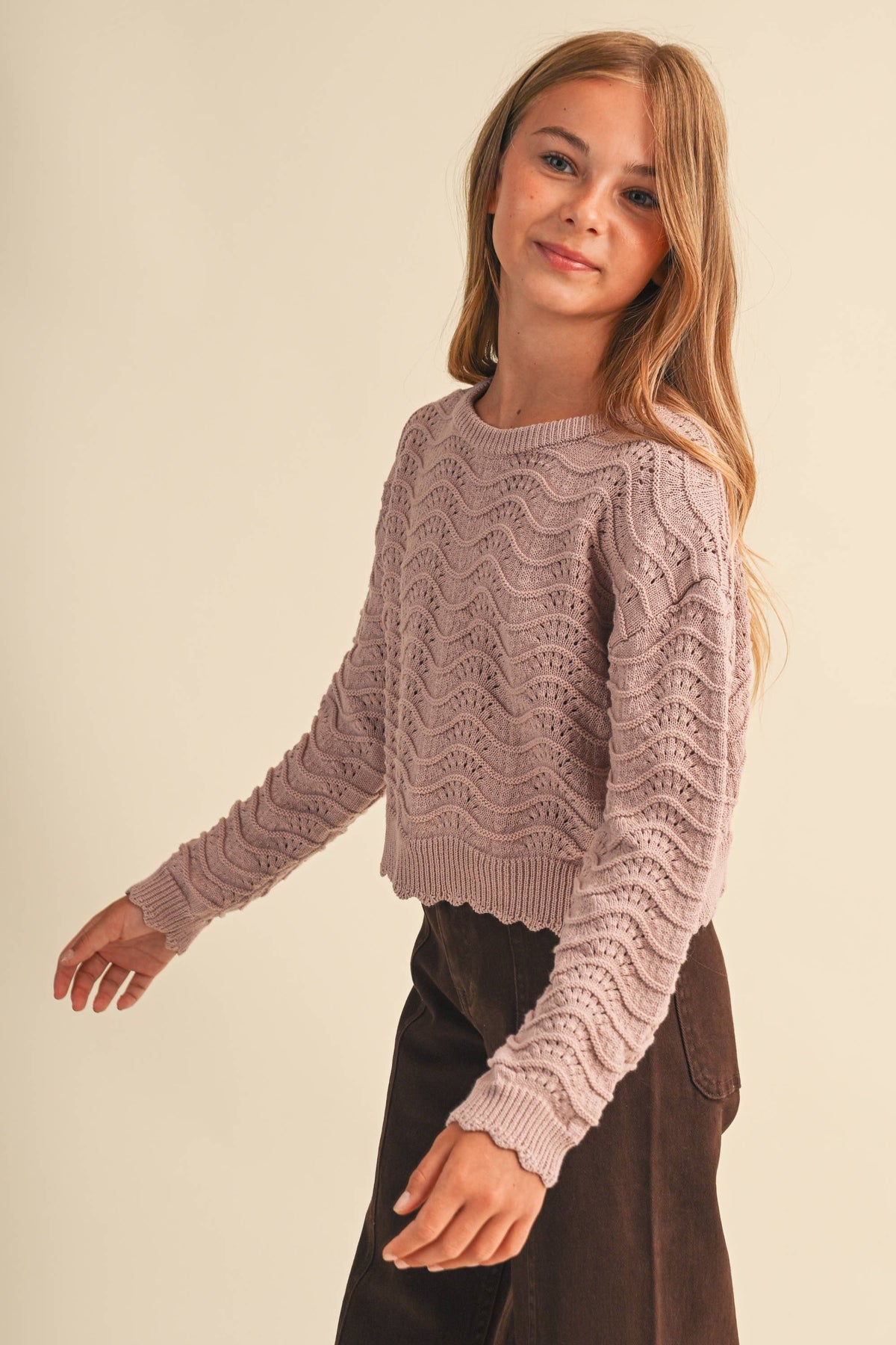 heart and arrow TWEEN KIDS GIRLS WAVY KNITWEAR PULL OVER (7-14)