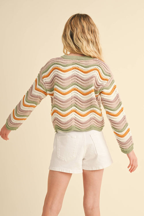 TWEEN GIRLS KIDS CREW NECK WAVY RIB KNIT PULL OVER (7-14)