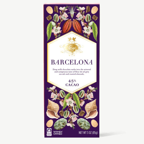 Gourmet Chocolate Bar Barcelona Milk Chocolate w Sea Salt & Almonds 45%