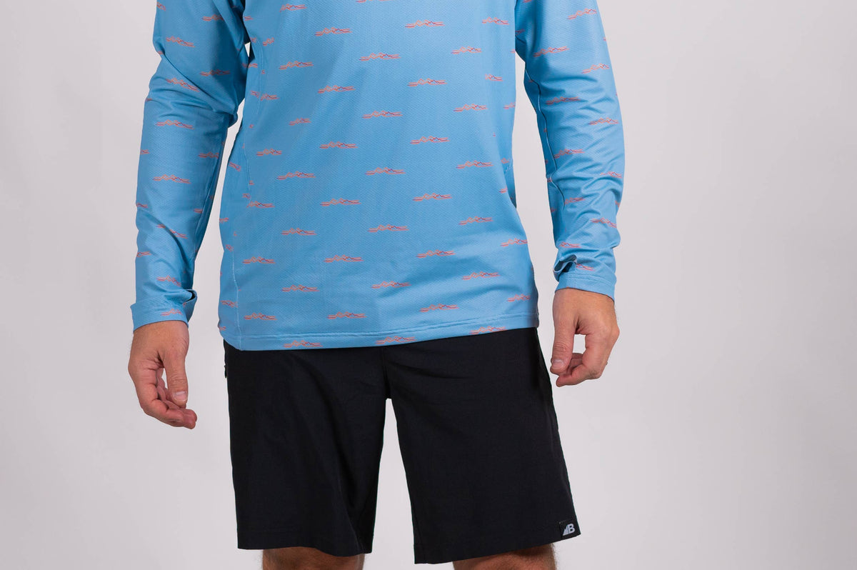Belong Designs Men's Ascent Sun Hoodie Blue Terrain