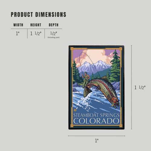 LAPEL PIN Steamboat Springs, Colorado, Fisherman