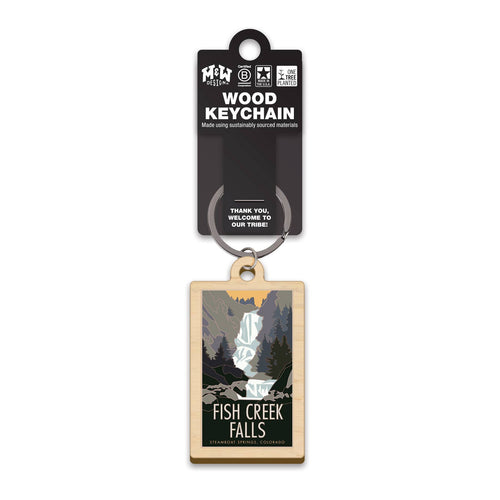 Fish Creek Falls - Steamboat Springs, CO - Wood Keychain