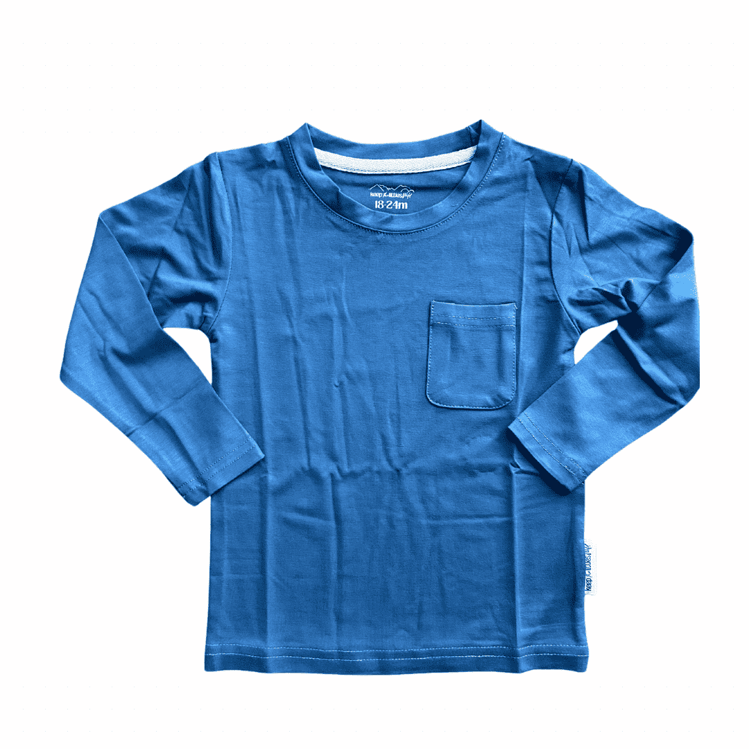 Keep the Littles Wild Bamboo Long Sleeve Wild Shirt Blue Steel