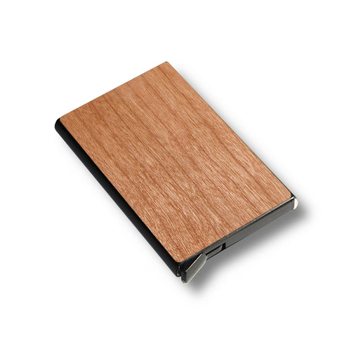 Customizable Slim Wooden RFID Blocking Speed Wallet American Cherry Clean - No Engraving
