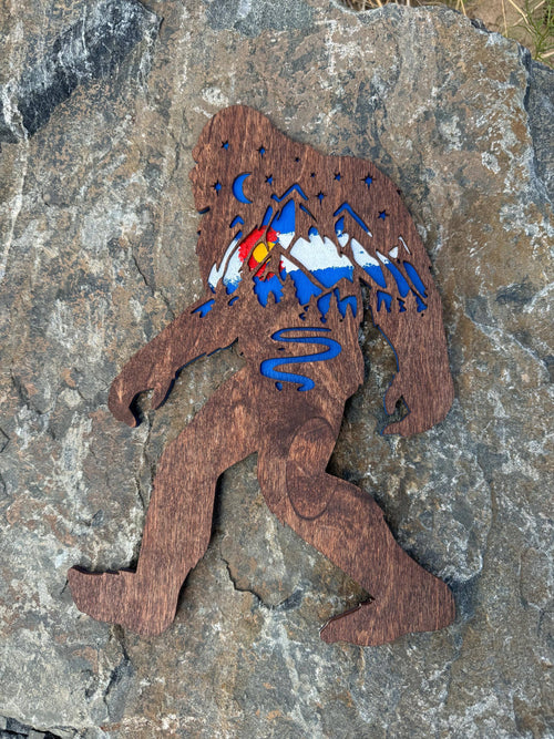 Bigfoot Sasquatch Colorado Flag Night Sky Art