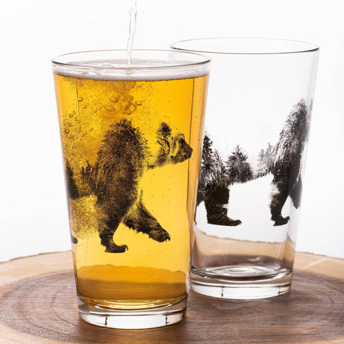 Double Exposure Bear Pint Glass
