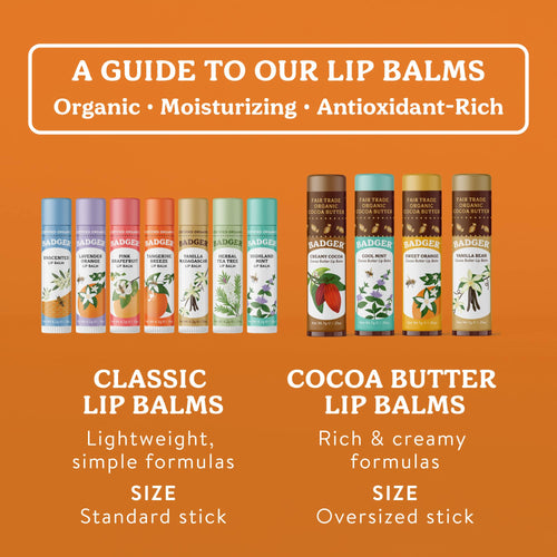 Badger Tangerine Breeze Classic Lip Balm, Bright & Cheerful