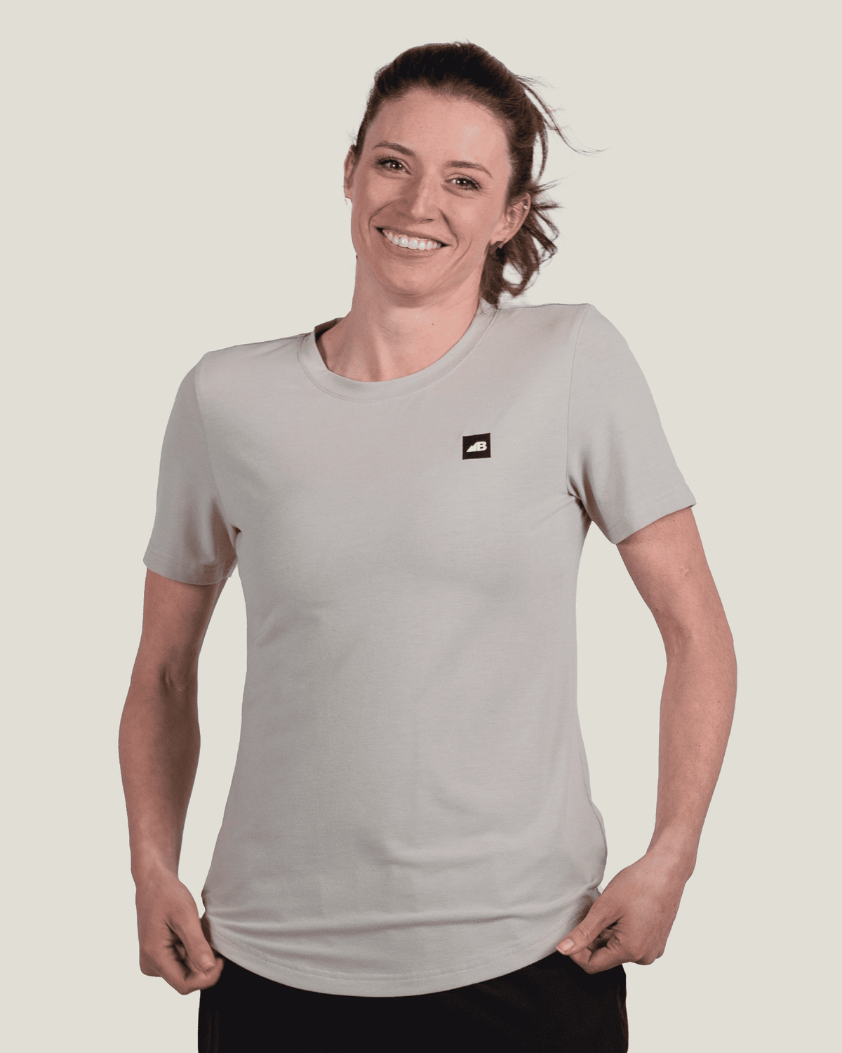Belong Designs Women's Traverse Tek Mountain Tee Beige