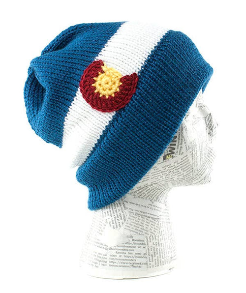 Colorado Flag Knit Beanie Classic Warm Winter Hat with State Flag Design Royal