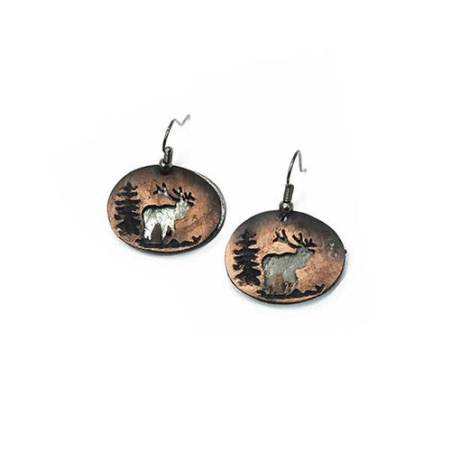 Pewter Earrings Elk Cutout