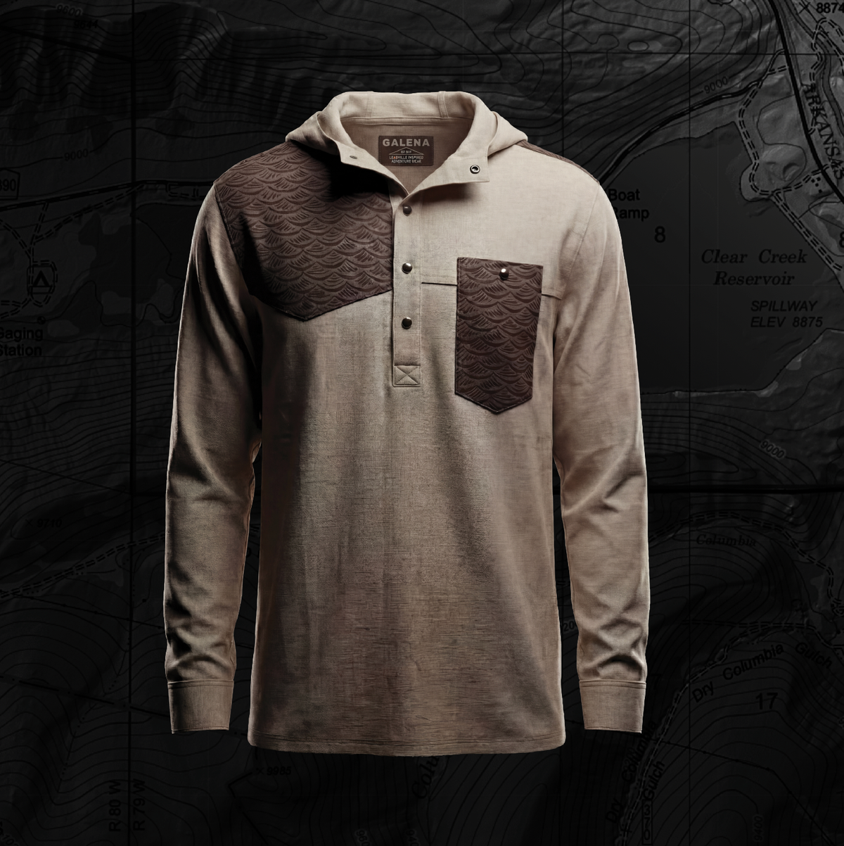 Low Tide Stretch Linen Sun Shirt Linen Body & Wave Contrast