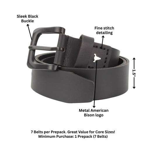 Classic Leather Belt with Fine Stitching and Logo - ABB 010