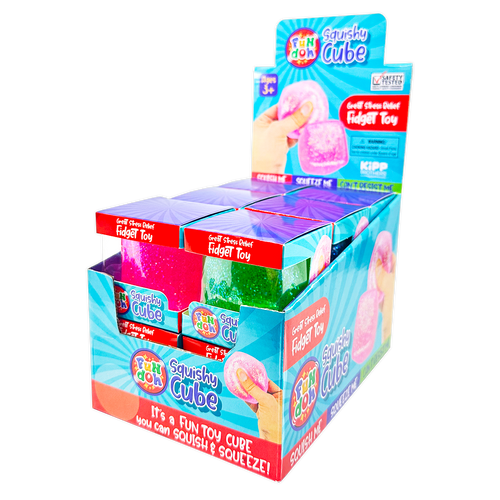 Fun Doh Squish & Squeeze Sparkle Cube Fidget Toy- 12/Display