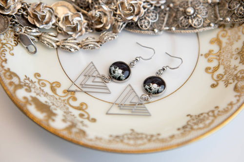 Stainless Steel and Glass Earrings