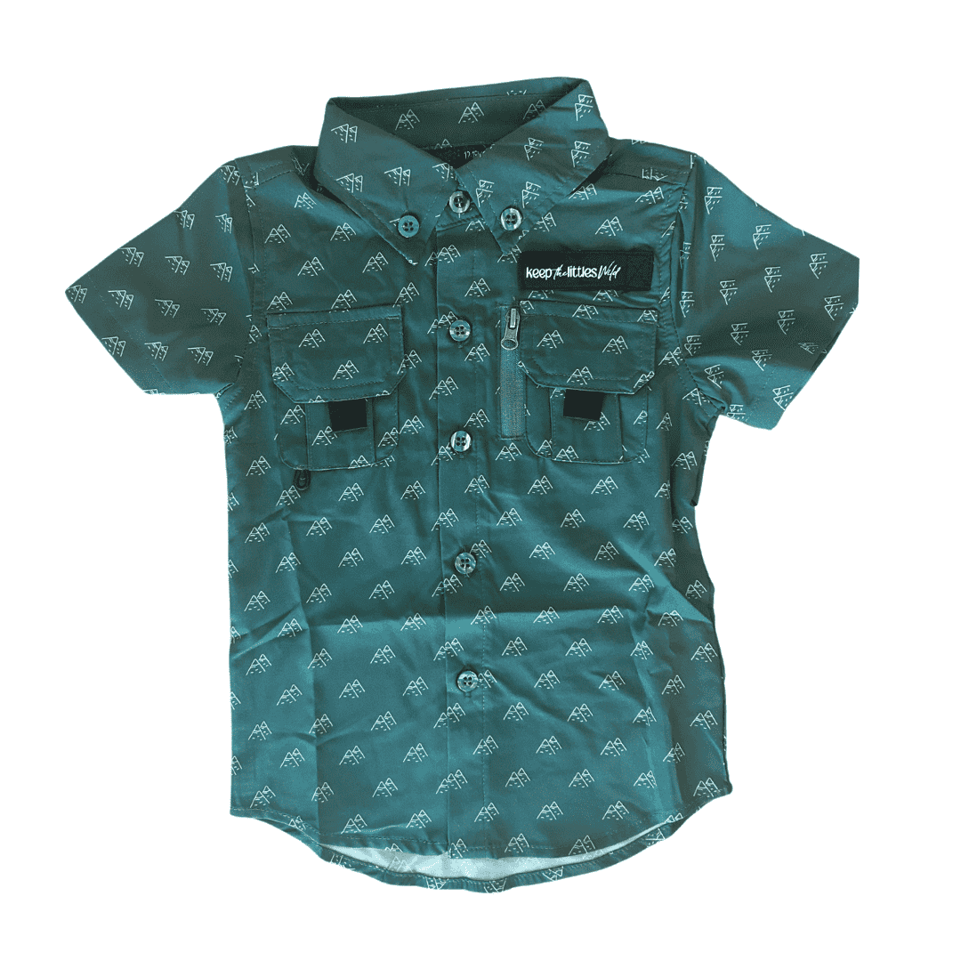 Keep the Littles Wild Kids Fishing Shirt Green Mountains
