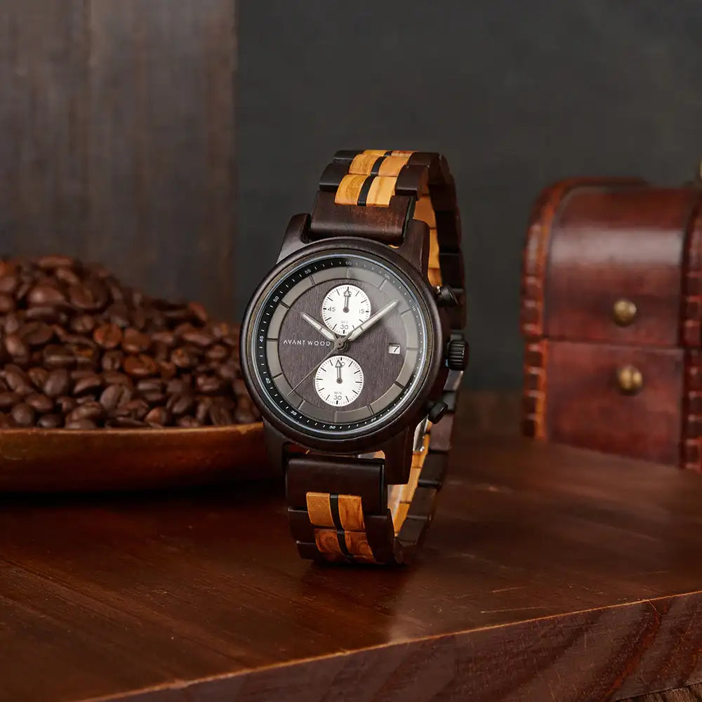 AvantWood Voyager S Watch Black Coffee