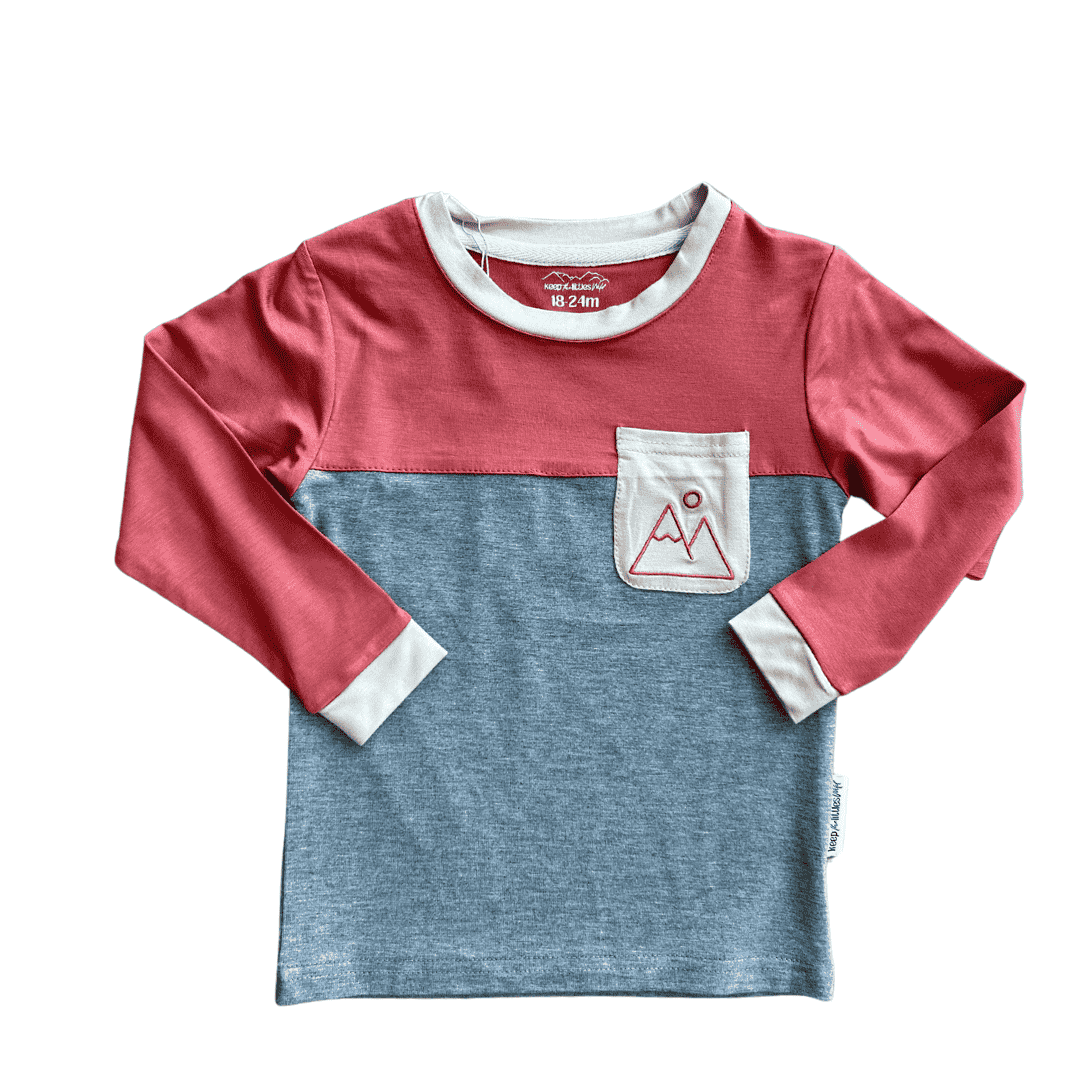 Keep the Littles Wild Mountain Henley Salmon Block