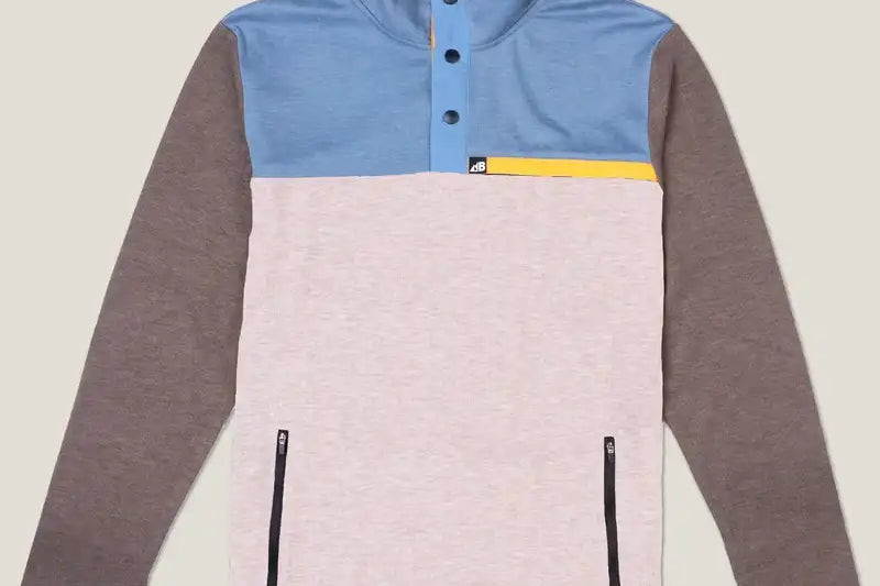 Belong Designs Men's Powell Fleece Pullover Brown & Dusty Blue