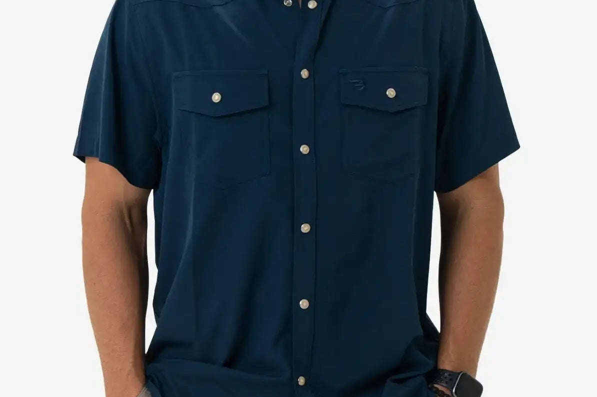 BURLEBO Performance Western Shirt Navy