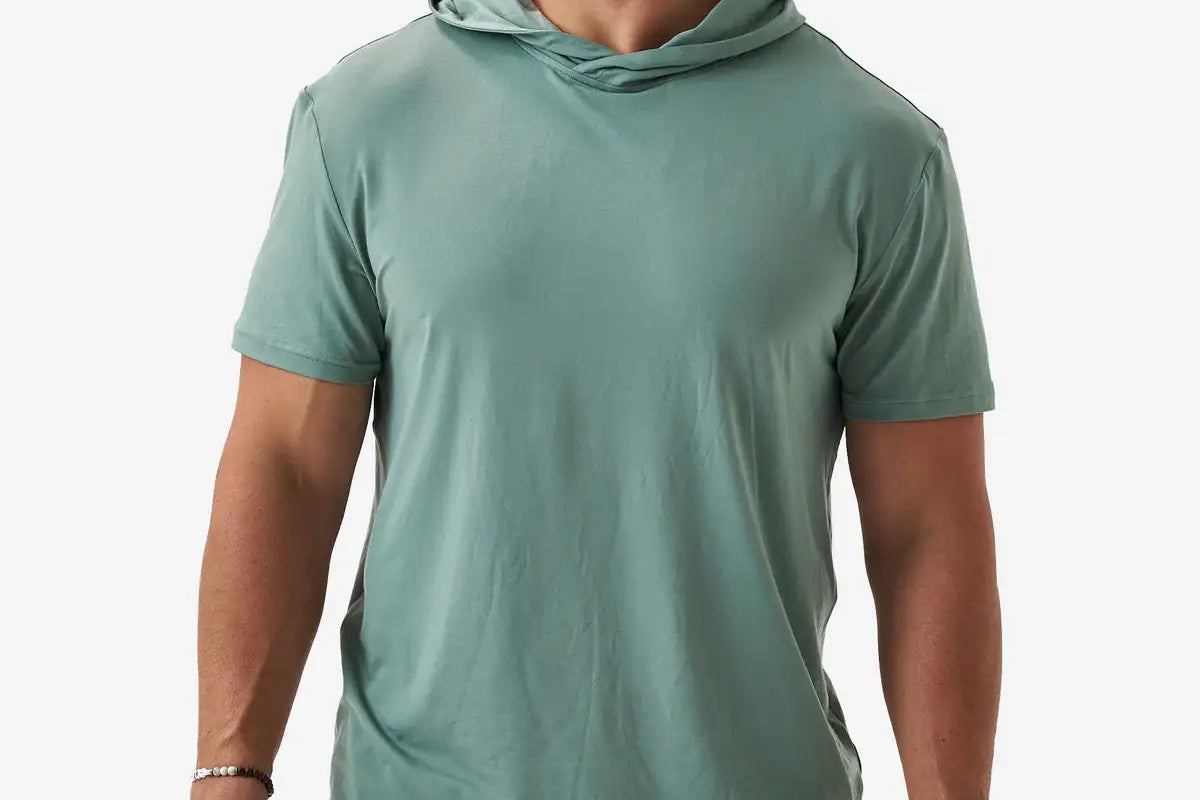 BURLEBO Short Sleeve Performance Hoodie Sage
