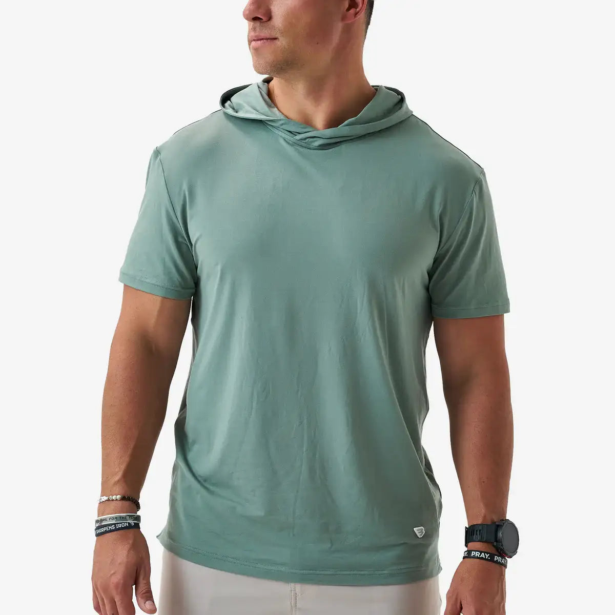 BURLEBO Short Sleeve Performance Hoodie Sage