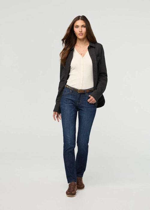 Performance Denim Mid Rise Slim Taper Marina Blue