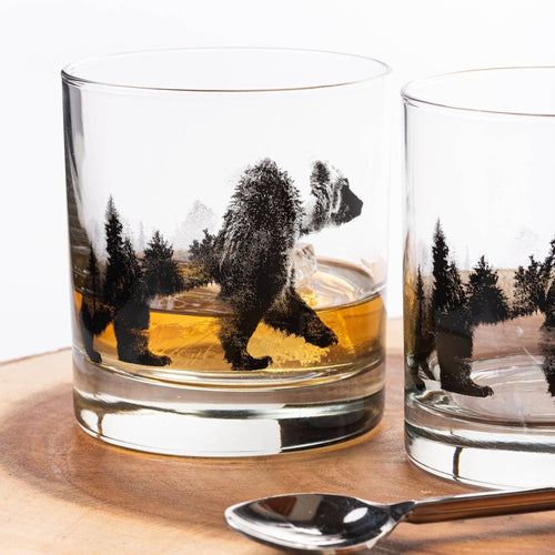 Double Exposure Bear Whiskey Glass