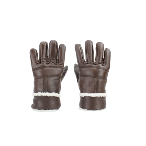Sheepskin Leather Gloves with White Sherpa Lining ABGL102SH