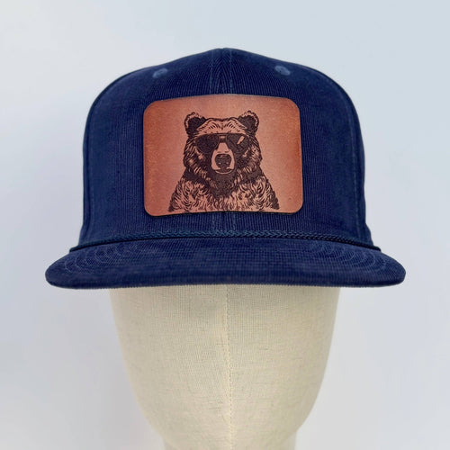 Shady Beast | bear in sunglasses leather patch hat
