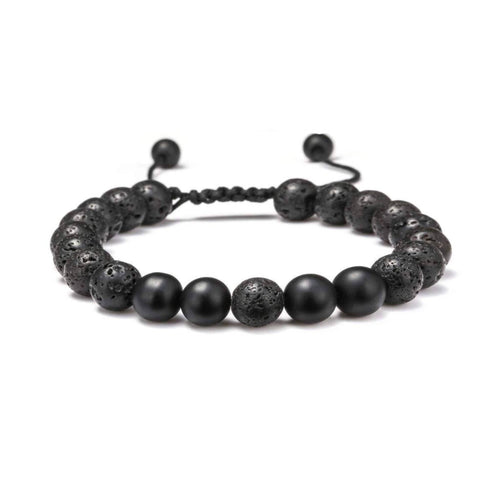 Lava Bead Adjustable Bracelets All Black