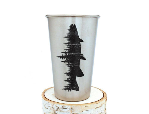 Fish and Forest Stainless Pint