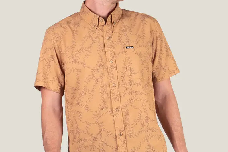 Belong Designs Vista Stretch Button Down Midsummer Piney
