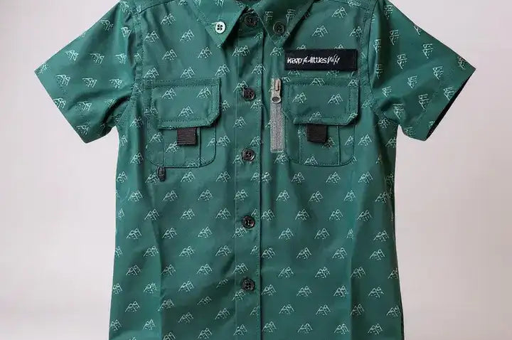 Keep the Littles Wild Adult Fishing Shirt Green Mountains
