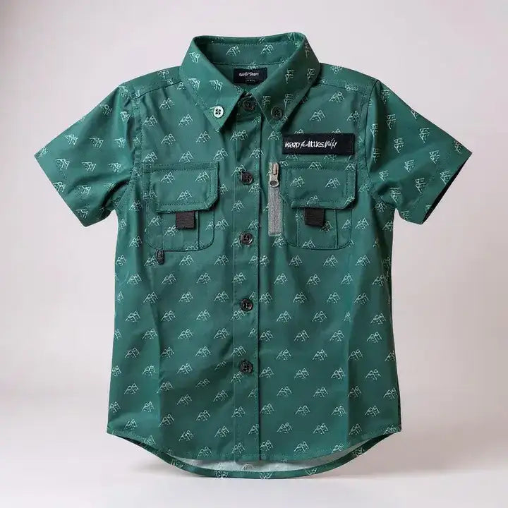 Keep the Littles Wild Adult Fishing Shirt Green Mountains
