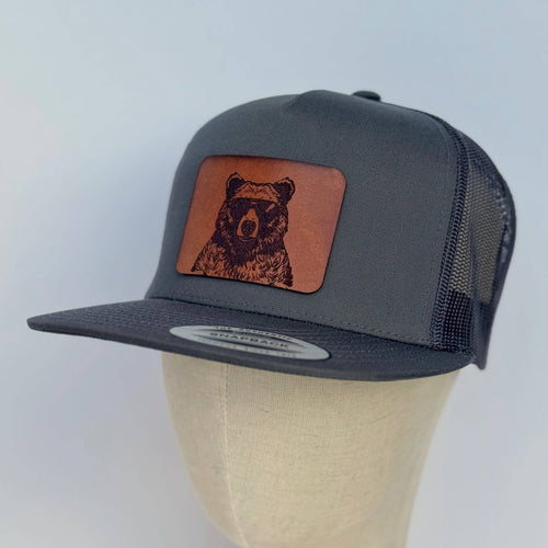 Shady Beast | bear in sunglasses leather patch hat
