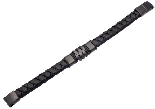 Black Leather & S.Steel Bracelet