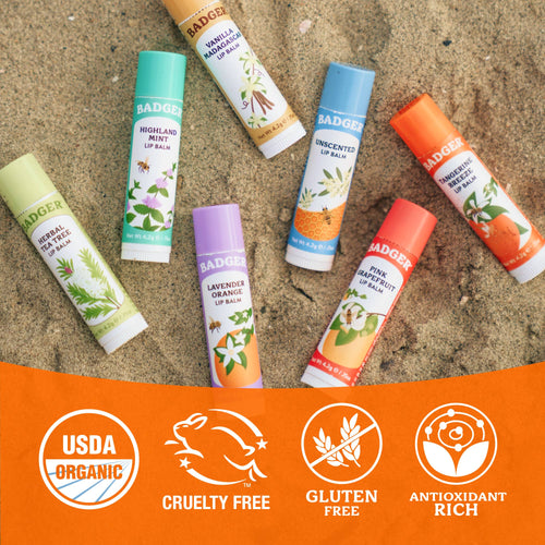 Badger Tangerine Breeze Classic Lip Balm, Bright & Cheerful