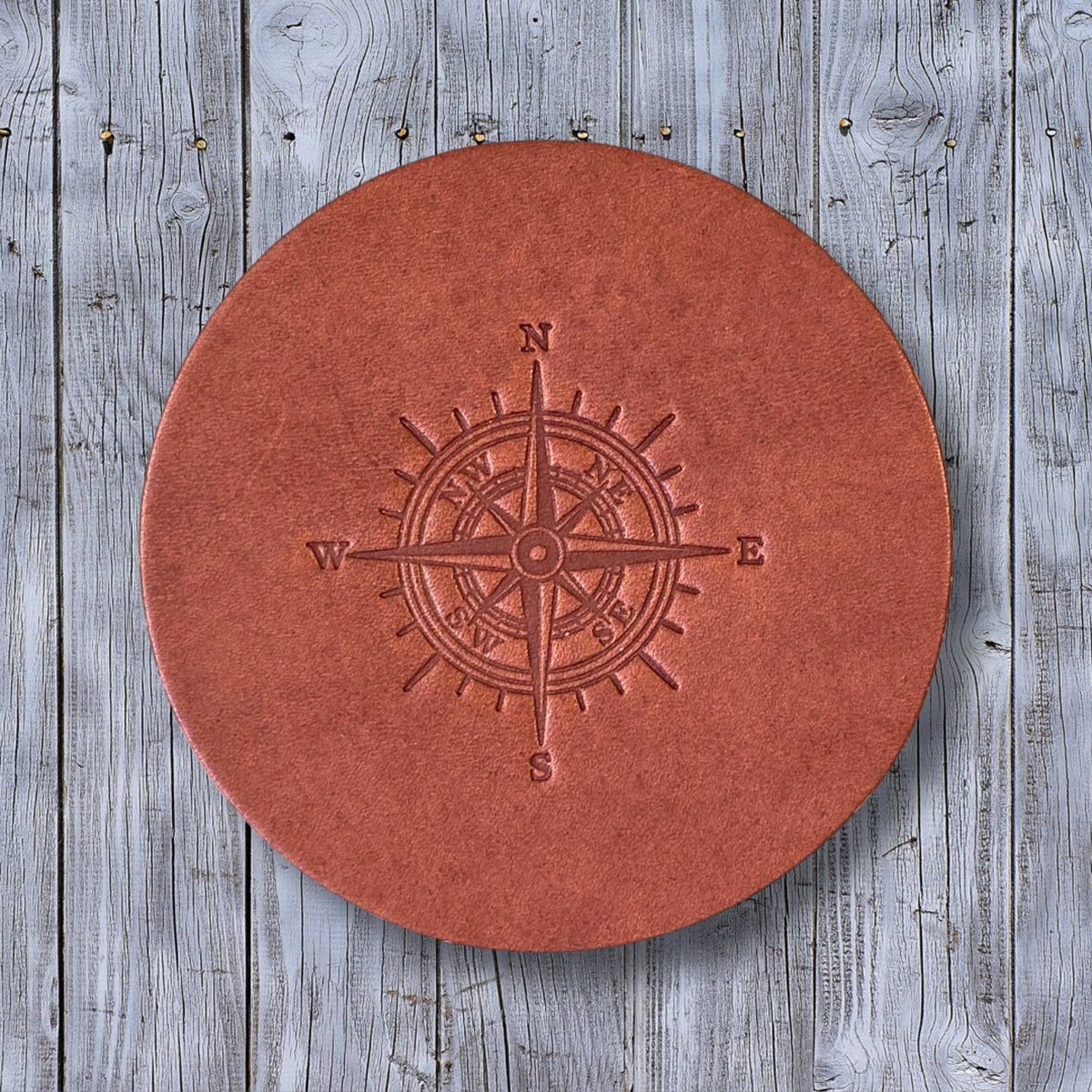 Sophisticate Supply Co. Handmade Leather Coasters Set 4 Pack Compass Rose