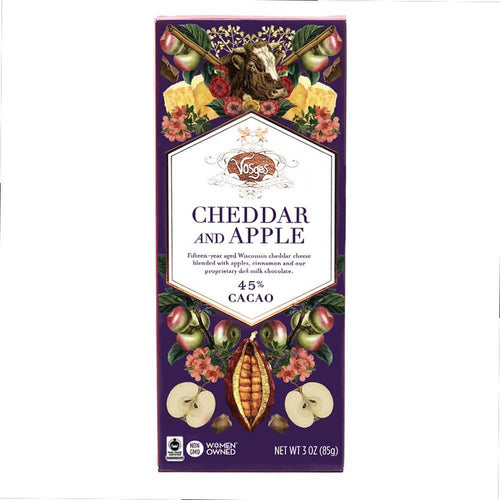 Gourmet Chocolate Bar Milk Chocolate w Cheddar Cheese, Apples & Cinnamon 45%