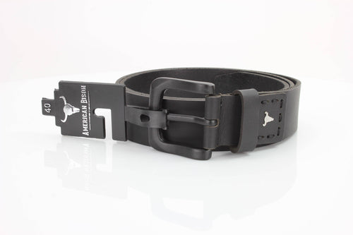 Classic Leather Belt with Fine Stitching and Logo - ABB 010