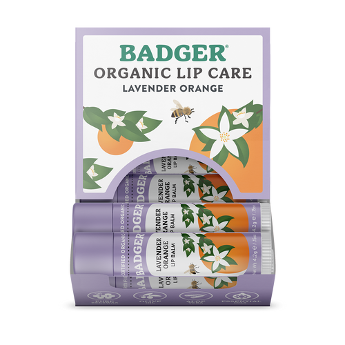 Badger Lavender Orange Classic Lip Balm, Uplifting & Calming