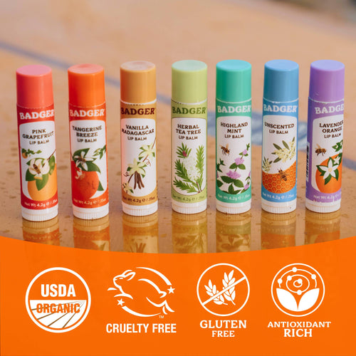Badger Tangerine Breeze Classic Lip Balm, Bright & Cheerful